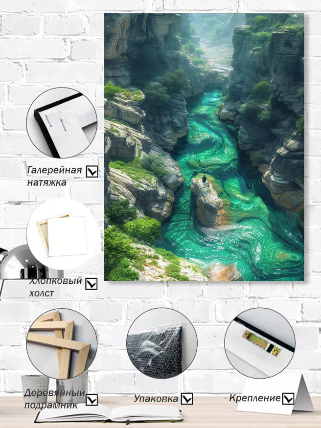 Постер на холсте &amp;quot;Изумрудный каньон с рекой&amp;quot;