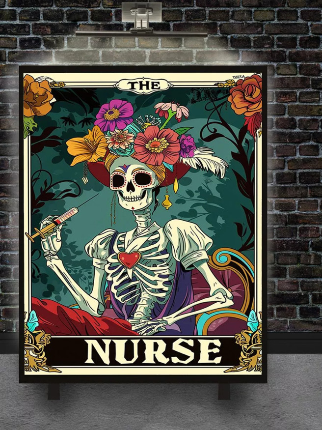 Постер на холсте &amp;quot;Цветочный скелет-медсестра&amp;quot;