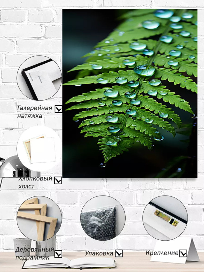 Holstga bosilgan poster &amp;quot;Shabnam tomchilaridagi paporotnik&amp;quot;