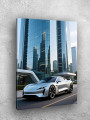 Постер на холсте &amp;quot;Электрокар у стеклянных небоскрёбов&amp;quot;