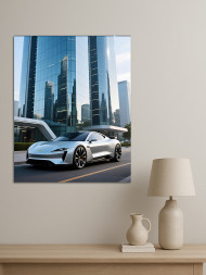 Holstga bosilgan poster &quot;Elektrokar shisha osmono‘parlar oldida&quot;