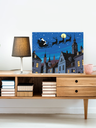 Raqamlar bo‘yicha rasm &quot;Santa shahar ustida uchmoqda&quot;