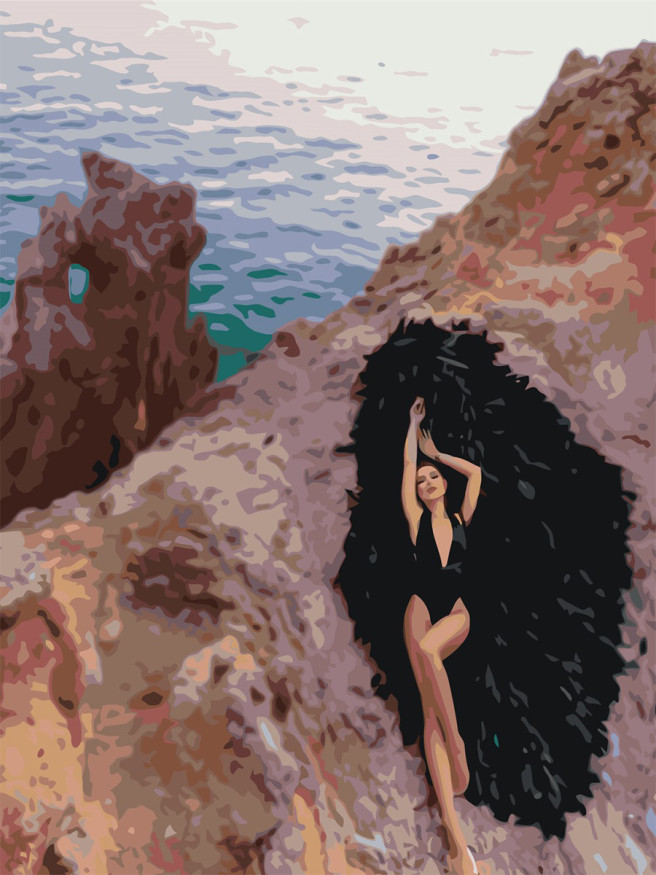 Raqamlar bo&amp;#039;yicha rasm &amp;quot;Tosh yonidagi qiz&amp;quot;