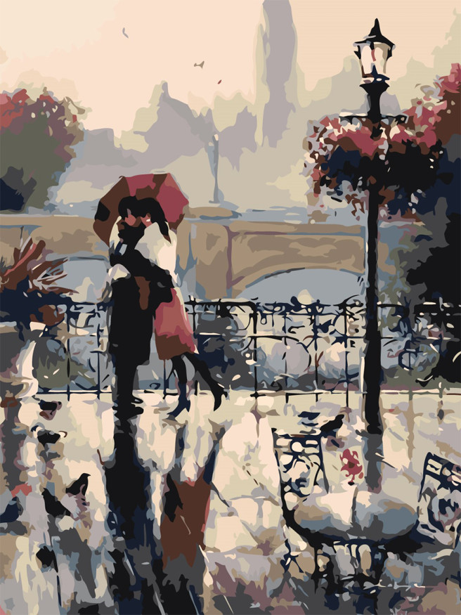 Raqamlar bo&amp;#039;yicha rasm &amp;quot;Yomg&amp;#039;irda er-xotin&amp;quot;