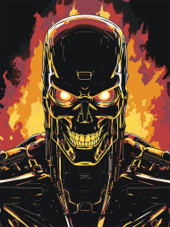 Raqamlar bo&#039;yicha rasm &quot;Robot yonmoqda&quot;