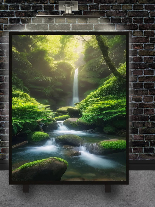 Holstga bosilgan poster &amp;quot;Yashil o‘rmondagi sharshara&amp;quot;