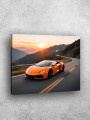 Постер на холсте &amp;quot;Оранжевый спорткар на горном серпантине&amp;quot;