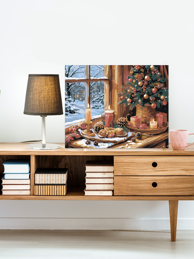 Raqamlar bo‘yicha rasm &amp;quot;Deraza yonidagi qishki tong&amp;quot;