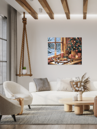 Raqamlar bo‘yicha rasm "Deraza yonidagi qishki tong"