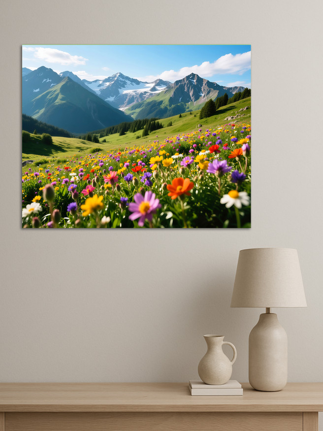 Holstga bosilgan poster &amp;quot;Togʻ gullar oʻtlogʻi&amp;quot;