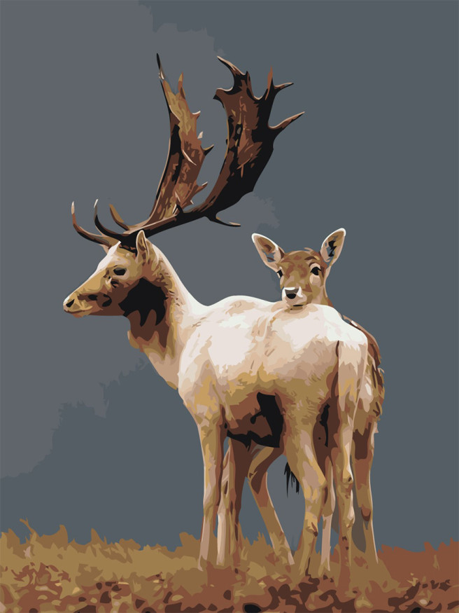 Raqamlar bo&amp;#039;yicha rasm &amp;quot;Bir juft kiyik&amp;quot;