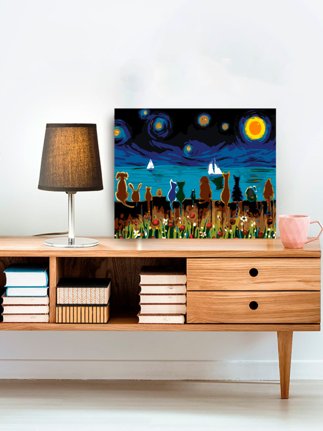 Raqamlar bo&amp;#039;yicha rasm &amp;quot;Yulduzli kechadagi hayvonlar&amp;quot;