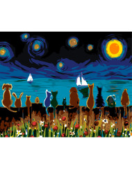 Raqamlar bo'yicha rasm "Yulduzli kechadagi hayvonlar"