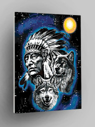 Картина по номерам &amp;quot;Человек и два волка&amp;quot;