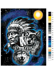 Картина по номерам &amp;quot;Человек и два волка&amp;quot;