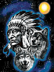 Картина по номерам &amp;quot;Человек и два волка&amp;quot;