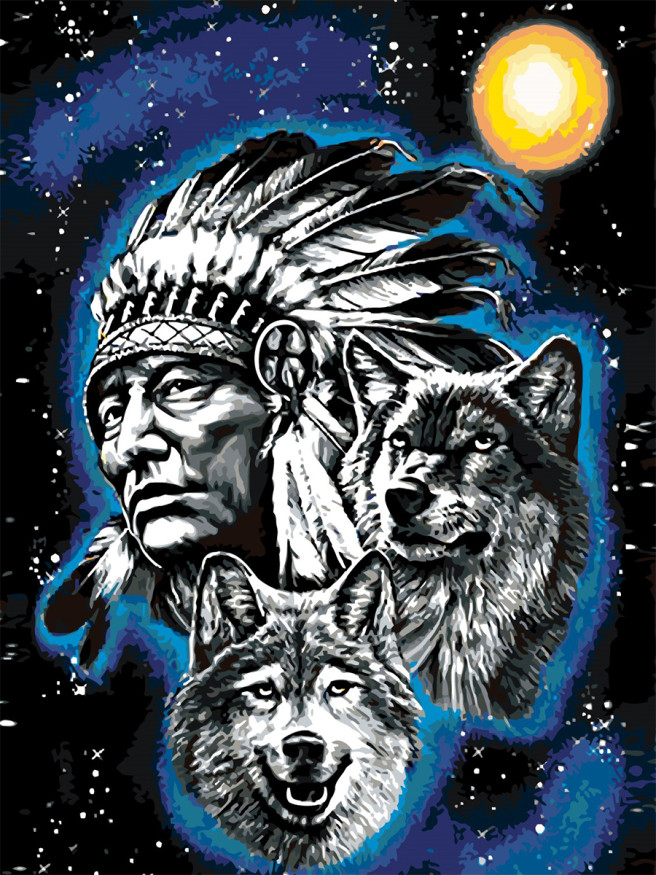 Raqamlar bo&amp;#039;yicha rasm &amp;quot;Odam va ikki bo&amp;#039;ri&amp;quot;