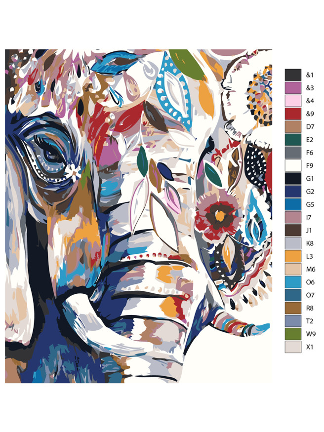 Картина по номерам &amp;quot;Слон в цветах&amp;quot;