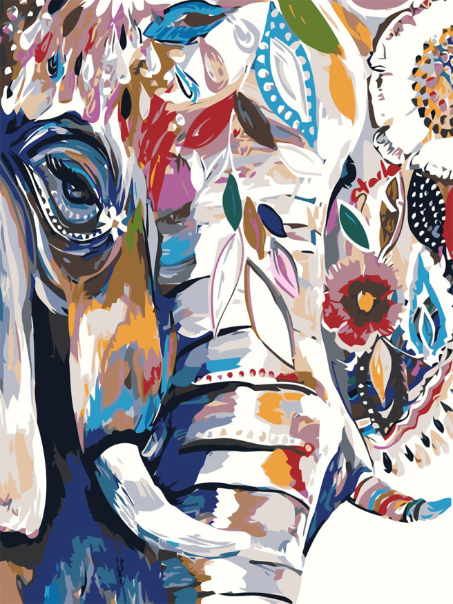 Картина по номерам &amp;quot;Слон в цветах&amp;quot;