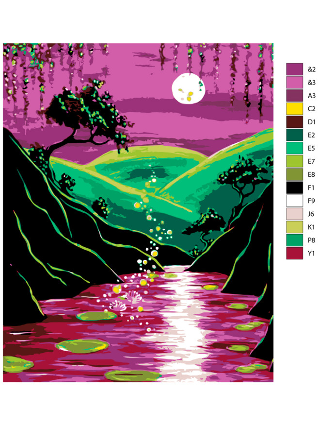 Raqamlar bo&amp;#039;yicha rasm &amp;quot;Sexrli ko&amp;#039;l&amp;quot;