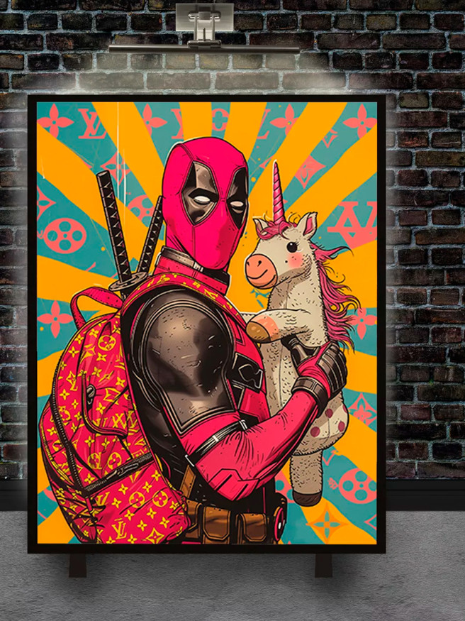 Постер на холсте &amp;quot;Дэдпул с единорогом&amp;quot;