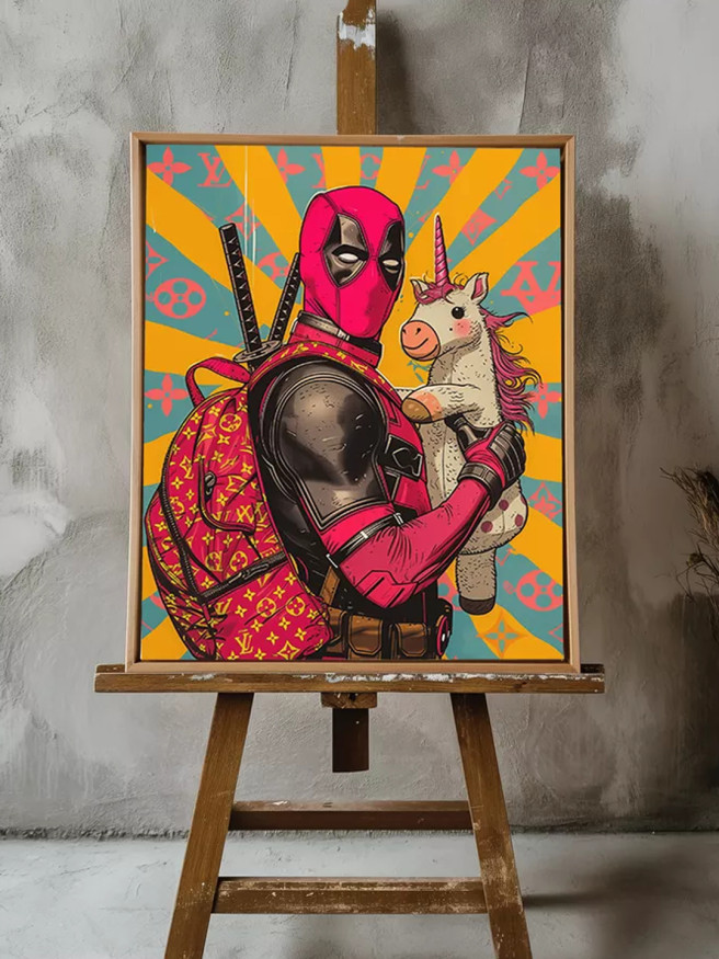 Постер на холсте &amp;quot;Дэдпул с единорогом&amp;quot;