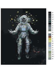 Raqamlar bo&#039;yicha rasm &quot;Kapalaklar bilan kosmonavt&quot;