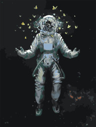 Raqamlar bo&#039;yicha rasm &quot;Kapalaklar bilan kosmonavt&quot;