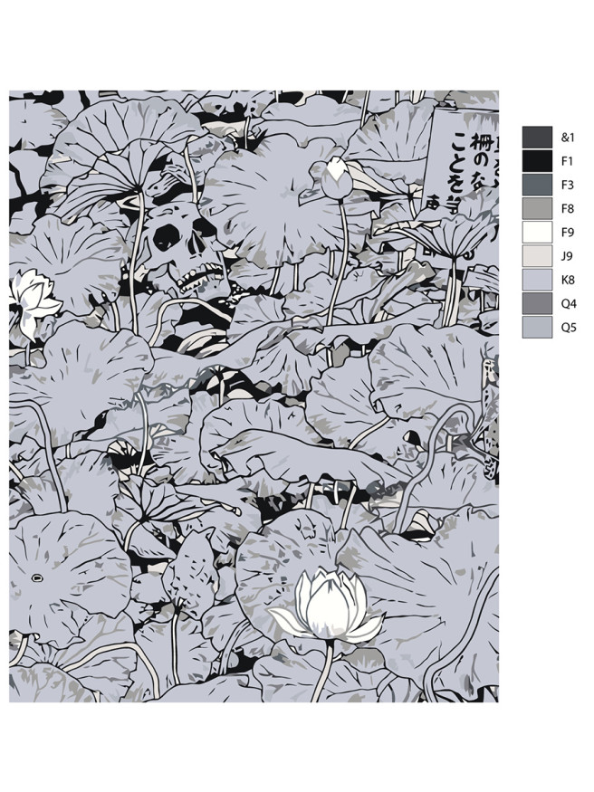 Картина по номерам &amp;quot;Цветы с черепом&amp;quot;