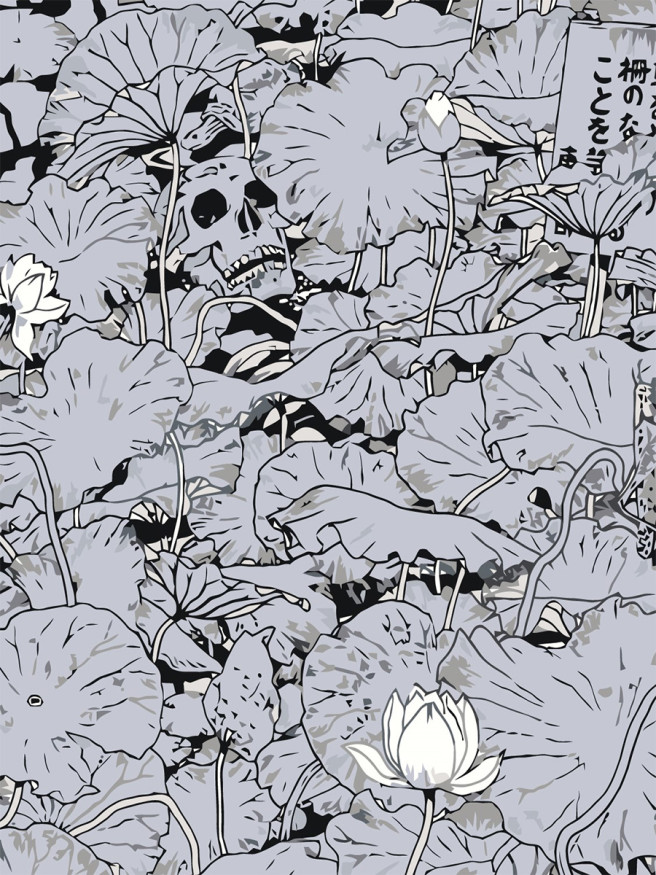 Картина по номерам &amp;quot;Цветы с черепом&amp;quot;