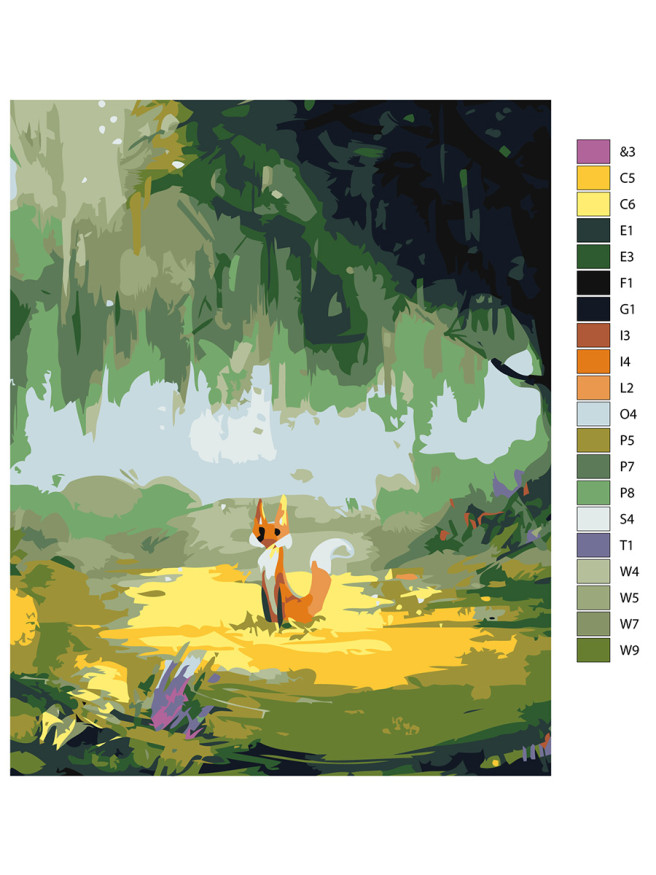 Raqamlar bo&amp;#039;yicha rasm &amp;quot;O&amp;#039;rmonda tulki&amp;quot;