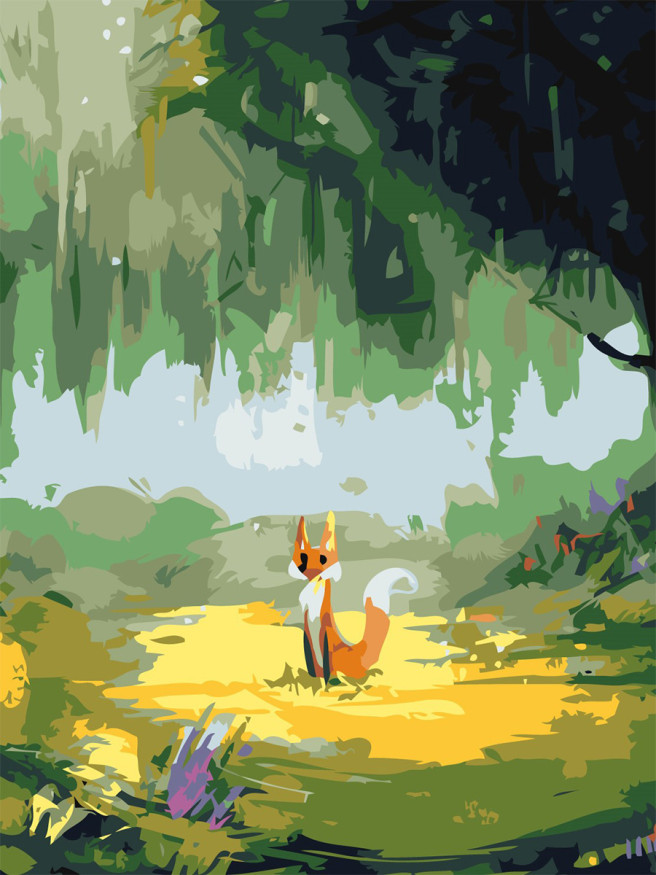 Raqamlar bo&amp;#039;yicha rasm &amp;quot;O&amp;#039;rmonda tulki&amp;quot;