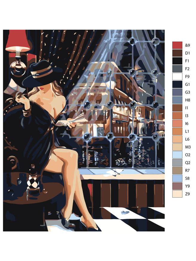 Картина по номерам &amp;quot;Девушка в шляпе&amp;quot;