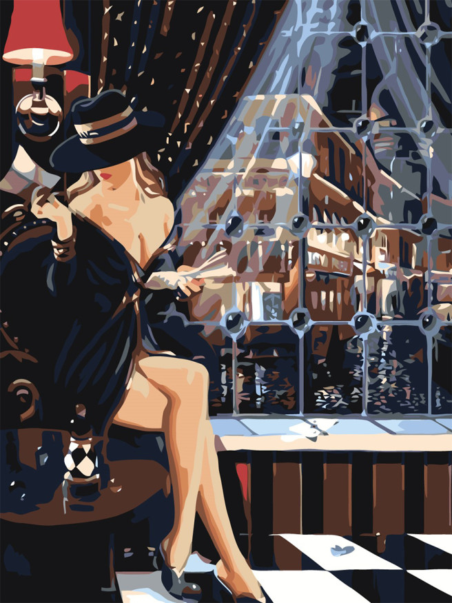 Картина по номерам &amp;quot;Девушка в шляпе&amp;quot;