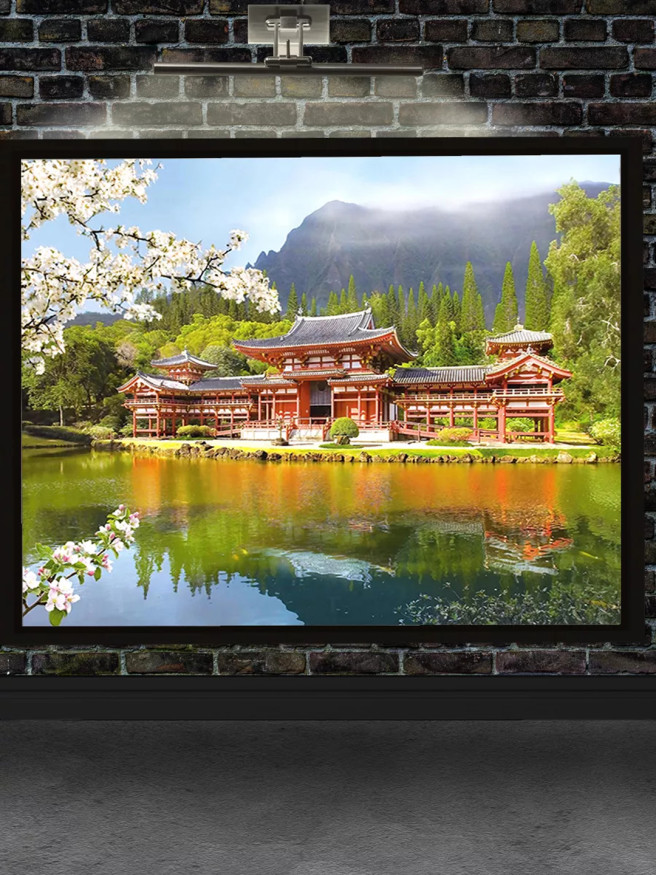 Постер на холсте &amp;quot;Японский храм у озера&amp;quot;