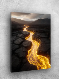 Постер на холсте &amp;quot;Река из золотистой лавы&amp;quot;