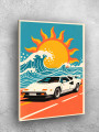 Постер на холсте &amp;quot;Ретро авто у океана&amp;quot;
