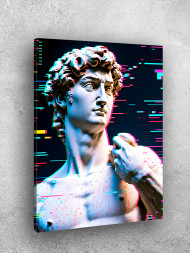 Holstga bosilgan poster "Raqamli Dovud glitç uslubida"