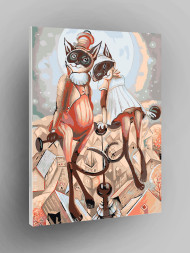 Картина по номерам &amp;quot;Кошачье свидание на крыше&amp;quot;