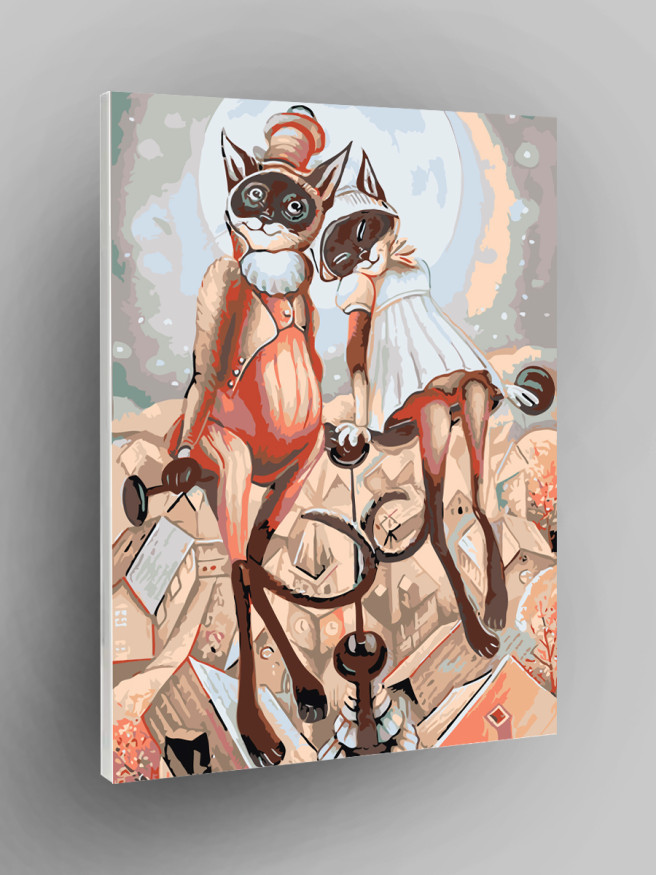 Картина по номерам &amp;quot;Кошачье свидание на крыше&amp;quot;