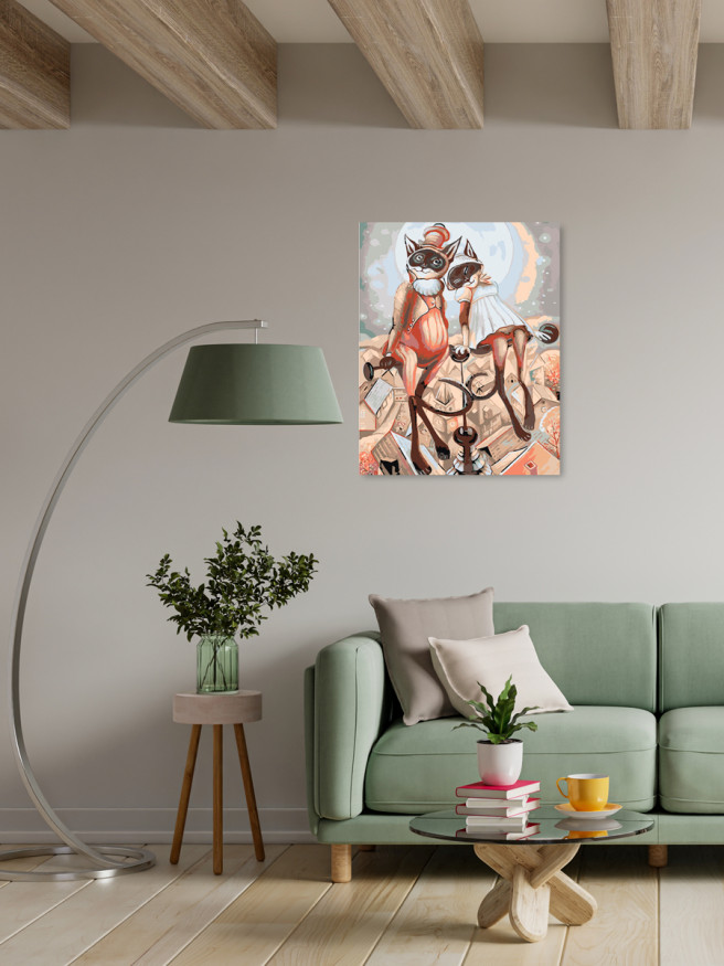 Картина по номерам &amp;quot;Кошачье свидание на крыше&amp;quot;