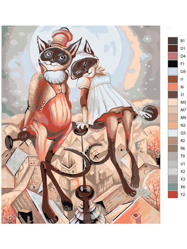 Картина по номерам &amp;quot;Кошачье свидание на крыше&amp;quot;