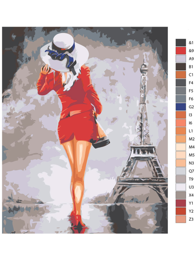 Raqamlar bo&amp;#039;yicha rasm &amp;quot;Qizil kiygan nozik qiz&amp;quot;