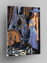 Картина по номерам &amp;quot;Девушка с в синей шляпе&amp;quot;