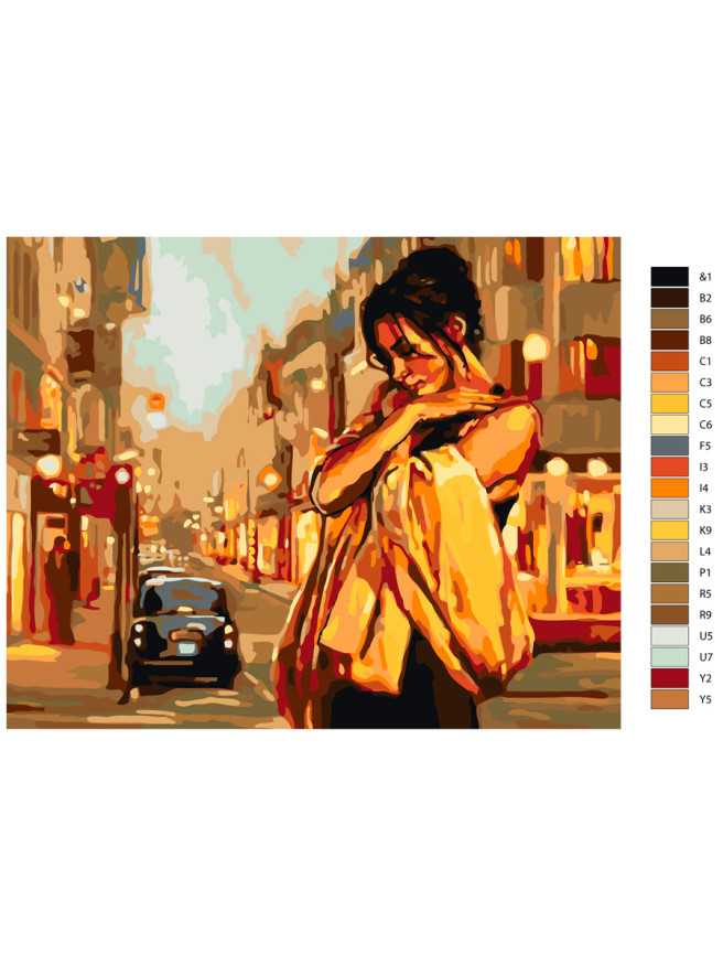 Raqamlar bo&amp;#039;yicha rasm &amp;quot;Oltin rang kiygan qiz&amp;quot;