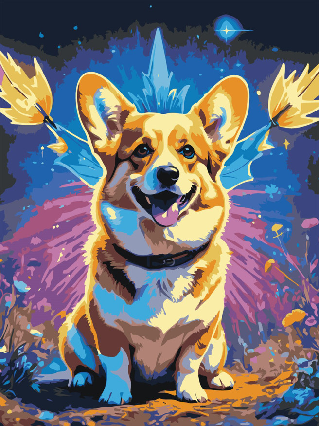 Raqamlar bo&amp;#039;yicha rasm &amp;quot;Gullar bilan it&amp;quot;