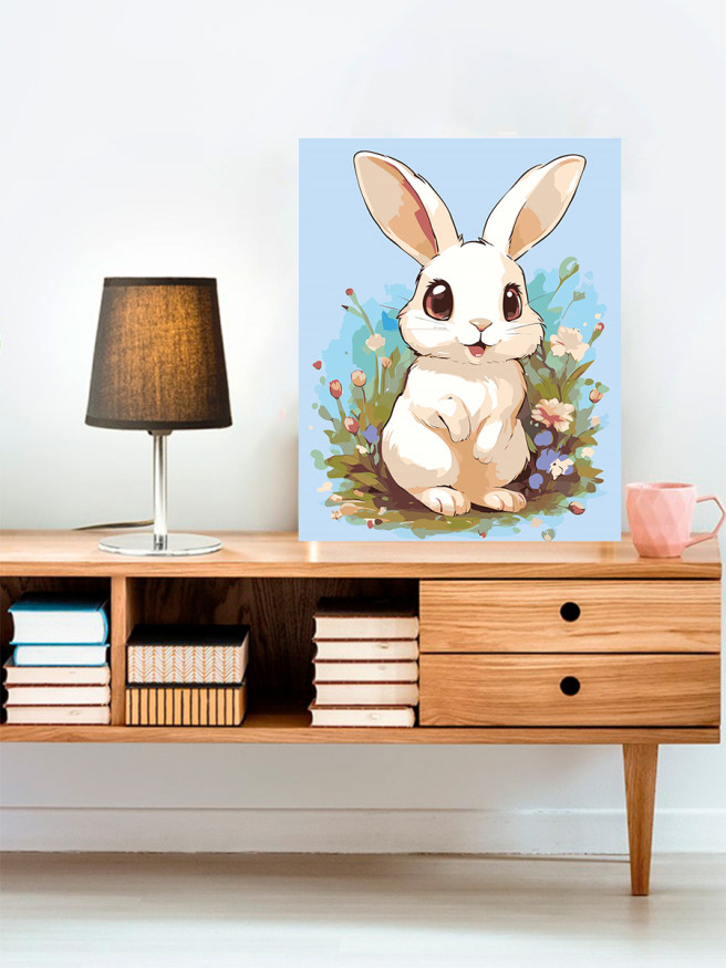 Картина по номерам &amp;quot;Заяц в цветах&amp;quot;
