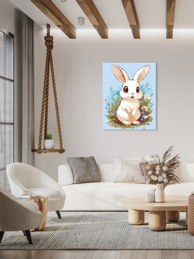Картина по номерам &amp;quot;Заяц в цветах&amp;quot;