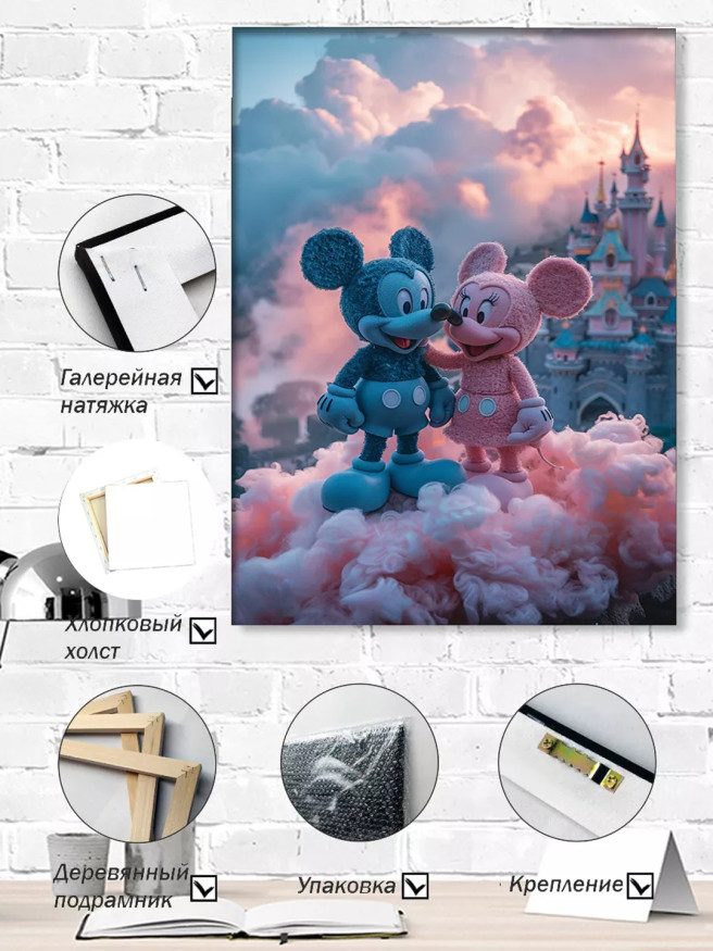 Постер на холсте &amp;quot;Микки и Минни в облаках&amp;quot;