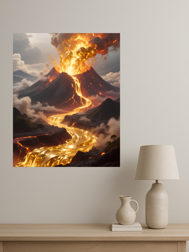 Постер на холсте &amp;quot;Извержение золотого вулкана&amp;quot;